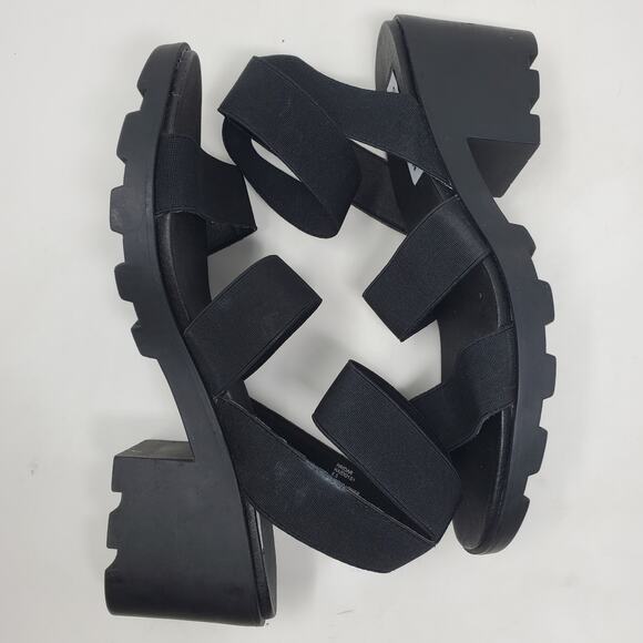 Steve Madden Black Chunky Platform Elastic Sandals 8.5 Monochriome Soft Grunge - Picture 4 of 7